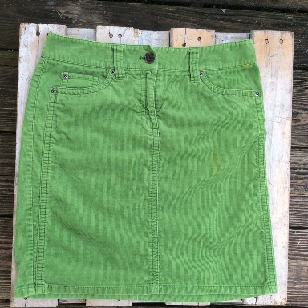 Vtg. Ann Taylor Bright Avocado.Green Curduroy Skirt SZ 8